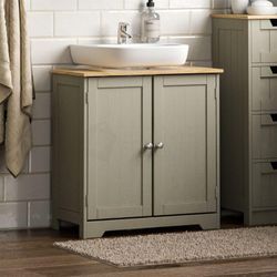 Priano 2 Door Under Sink Cabinet Bathroom Cupboard Storage Unit, Grey