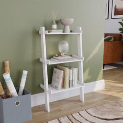 York 3 Tier Ladder Shelf Unit Bookcase Shelving Display Stand Rack Storage, White