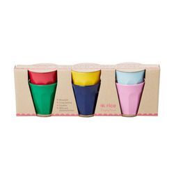 RICE Melamin Becher 6er-Set Favorite Colors, X-Small: L26 x B6 x H9 cm, diverse