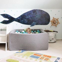 K&l Wall Art - Wandtattoo Blanz Märchen Zauberwelt Kinderzimmer Aufkleber Wal Walfisch Deko Wandbild selbstklebend 140x49cm - blau