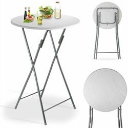 Stehtisch Klappbar 110cm Hoch Rund ø 60cm Holz Garten Camping Bistrotisch Bartisch Biertisch Partytisch Esstisch Klapptisch Gartentisch Weiß - Casaria