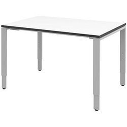 röhr Imperia höhenverstellbarer Schreibtisch weiß rechteckig, 4-Fuß-Gestell silber 120,0 x 80,0 cm