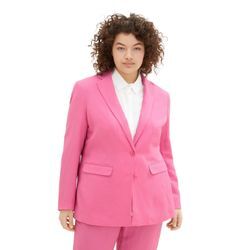 Blazer mit tiefem Reverskragen, im Leinen-Mix, pink, Gr.44