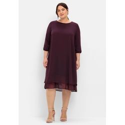 Cocktailkleid aus Chiffon, im Lagenlook, burgund, Gr.48