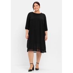 Cocktailkleid aus Chiffon, im Lagenlook, schwarz, Gr.44