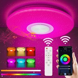 Led Deckenleuchte Dimmbar 36W Farbwechsel mit Bluetooth Lautsprecher , Fernbedienung und APP-Steuerung, rgb Farbwechsel, Sternenhimmel Lampe