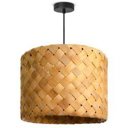 Pendellampe led Hängeleuchte Wohnzimmer Schlafzimmer Esszimmer Schirm Papier E27 Pendelleuchte - Schwarz, Holz (Ø35cm) - Paco Home