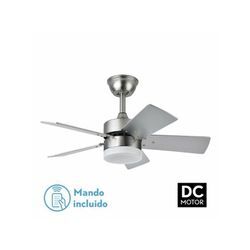 DC-Deckenventilator Marta 36W Nickel 5 Flügel Buche Silber