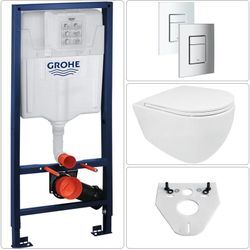 Grohe - bb infinity Wand wc spülrandlos mit SoftClose WC-Sitz & Vorwandgestell + skate Cosmopolitan Betätigungsplatte, chrom