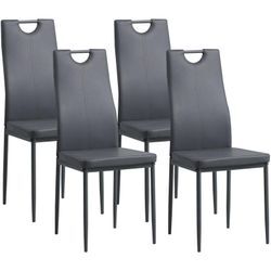 Esszimmerstühle salerno 4er Set, Grau - Edles Italienisches Design, Polsterstuhl Kunstleder-Bezug, Modern und Stilvoll am Esstisch - Küchenstuhl,