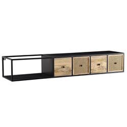 TV Schrank FineBuy Lowboard Hängend 150x25x35 cm Wiener Geflecht Holz Metall