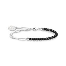 Member Charm-Armband mit schwarzen Onyx-Beads und Charmista Coin Silber