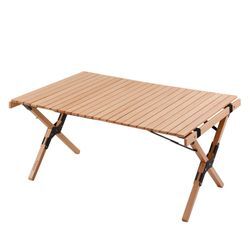 HUMAN COMFORT Camping Roll Tisch Garten Klapptisch Falt Lamellen Groß Holz 90x60