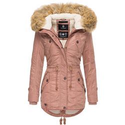 NAVAHOO Damen Hochwertiger Wintermantel Winterparka mit großem Kunstfell La Viva