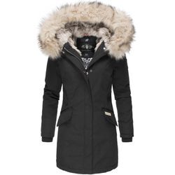 NAVAHOO Damen stylischer Wintermantel Winterparka mit Kunstfell-Kapuze Cristial