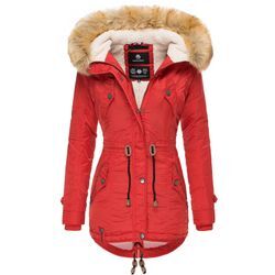 NAVAHOO Damen Hochwertiger Wintermantel Winterparka mit großem Kunstfell La Viva