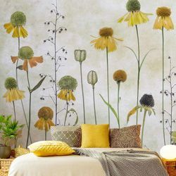 Fototapete - Zarte Helenium Blüten - Fototapete Quadrat Größe HxB: 288cm x 288cm