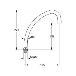 Grohe HU-Auslauf chrom 13073000 für Küchen-Standbatterien 1/2" Bogenauslauf 13073000