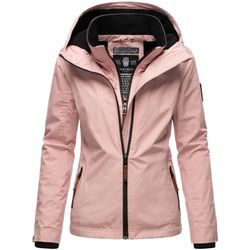 MARIKOO Damen Sportliche Outdoorjacke Übergangs Regenjacke mit Kapuze Erdbeere