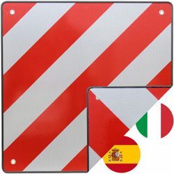 Wolfcraft - Warntafel Warnschild Italien Spanien 2 in1 50 x 50 cm rot weiß reflektierend Caravan Heckträger