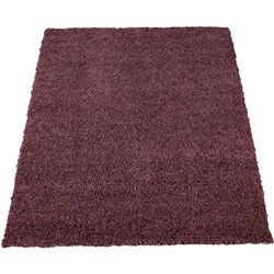 Hochflor Teppich Wohnzimmer Shaggy Langflor Modern Einfarbig Lila Violett 120x170 cm - Paco Home