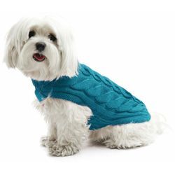 Hunde-Strickpullover mit Zopfmuster - Petrol - 51 cm - Fashion Dog