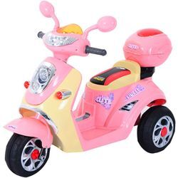 Elektro Kindermotorrad Elektromotorrad Kinderelektroauto Kinderfahrzeug Dreirad, 6V, Metall+PP, 108x51x75cm (Rosa+Gelb) - Homcom