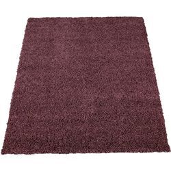 Paco Home - Hochflor Teppich Wohnzimmer Shaggy Langflor Modern Einfarbig Lila Violett 70x140 cm