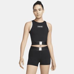 Nike Pro Dri-FIT Kurz-Tanktop mit Grafik für Damen - Schwarz