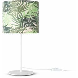 Tischlampe Schreibtischlampe Wandlampe Stoff Nachttisch E14 Blumen Jungle Deko Tischleuchte - Weiß, Design 3 (Ø18 cm) - Paco Home