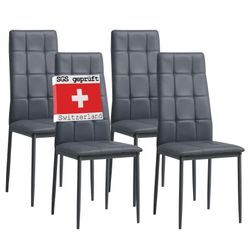 Albatros Esszimmerstühle RIMINI 4er Set, Grau - Edles Italienisches Design, Polsterstuhl Kunstleder-Bezug, Modern und Stilvoll am Esstisch - Küchenstuhl, Stuhl Esszimmer hohe Belastbarkeit