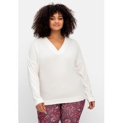 Oversize-Sweatshirt mit Stickerei hinten, offwhite, Gr.48/50