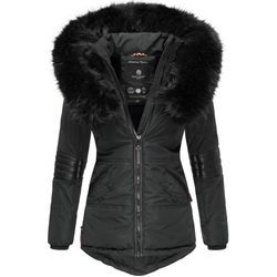 NAVAHOO Damen Winterjacke edle Steppjacke mit Schwarzem Kunstpelzkragen Nirvana