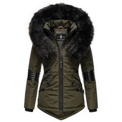 NAVAHOO Damen Winterjacke edle Steppjacke mit Schwarzem Kunstpelzkragen Nirvana