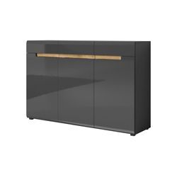 Sideboard HL1-45, 137 cm x 92 cm x 39 cm,grau/grau hochglanz/appenzeller Fichte NBHL1-45-grau