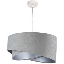 Licht-erlebnisse - Hängelampe Stoff Schirm Grau Silber 50 cm rund E27 Pendelleuchte