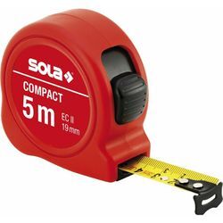 Compact Roll-Maßband Rollmeter 5m mit EG-Prüfzeichen-Genauigkeit 2 rot - Sola