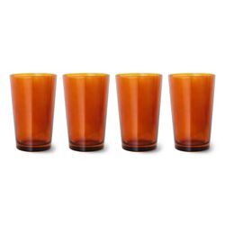 HKliving - 70's Glas Teebecher, amber brown (4er-Set)