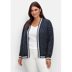 Verschlusslose Blousonjacke mit Minimalprint, nachtblau gemustert, Gr.40