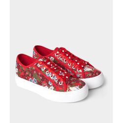 Sneaker aus Canvas, mit Blumendruck, rot gemustert, Gr.39