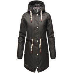 NAVAHOO Damen modischer Regen Jacke Outdoor Regenmantel Regenparka Wasserdicht Flower of Ocean