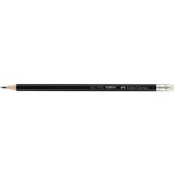 FABER-CASTELL 1112 Bleistifte HB schwarz mit Radierer, 12 St.