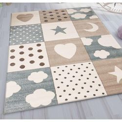 Teppich Home - Kinderteppich Babyteppich Patchwork Wolke Herz Sterne Mond Punkte Dots Teppich für Kinderzimmer verschiedene Farbvarianten,Blau,