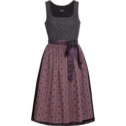 Luis Steindl Dirndl Midi Dirndl mit Streifen-Jacquard, grau