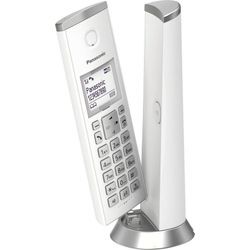 Panasonic KX-TGK220 Schnurloses DECT-Telefon (Mobilteile: 1, 4 Wege Navigationstaste), silberfarben|weiß