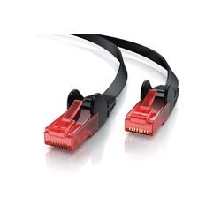 CSL LAN-Kabel, CAT.6, RJ-45 (Ethernet) (1000 cm), CAT 6 Flachband Netzwerkkabel Gigabit 1000Mbit/s Patchkabel flach 10m, schwarz