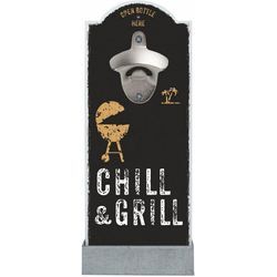 Contento Flaschenöffner Chill & Grill, für die Wand, schwarz|silberfarben