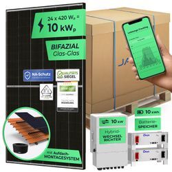 SOLARWAY 10,4kW Solaranlage mit Speicher Deye 10 kW Bifazial inkl. Montagesystem, App & WiFi