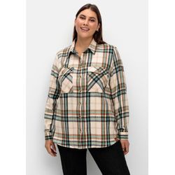 Karierte Bluse aus weich angerautem Flanell, mint gemustert, Gr.48