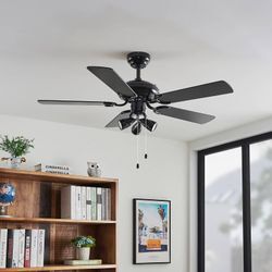 Lucande Deckenventilator mit Licht Anariki, leise, schwarz